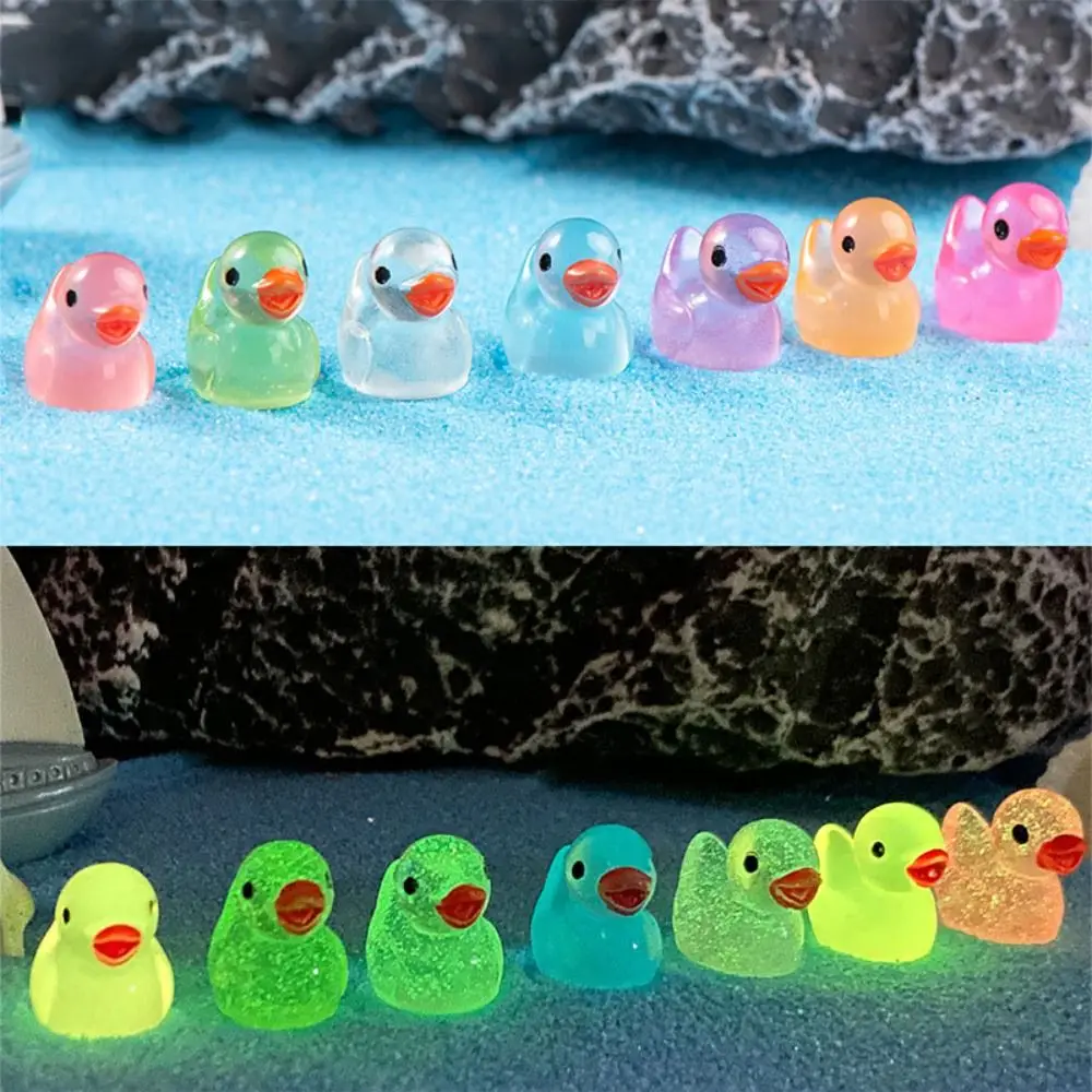

Mini Fluorescent Yellow Duck Ornament Miniature Figures Tiny Duck Resin Handicraft Micro Landscape Dollhouse Decoration
