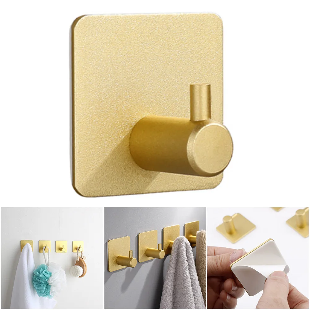 

Towel Hook Towel Holder Bathroom Home Kitchen 1pc 4.5*4.5cm Aluminum Alloy Bath Door Mounted Gold Color Hanger