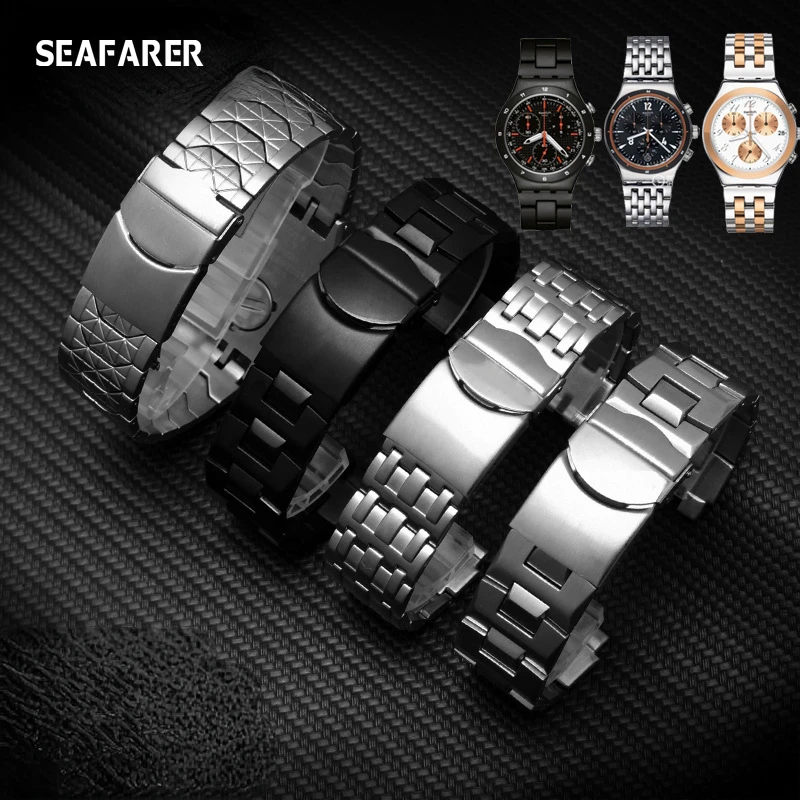 

Stainless Steel Watch Strap for Swatch Yas109 Yis408 Series Three-Fork Strap 17mm 19mm