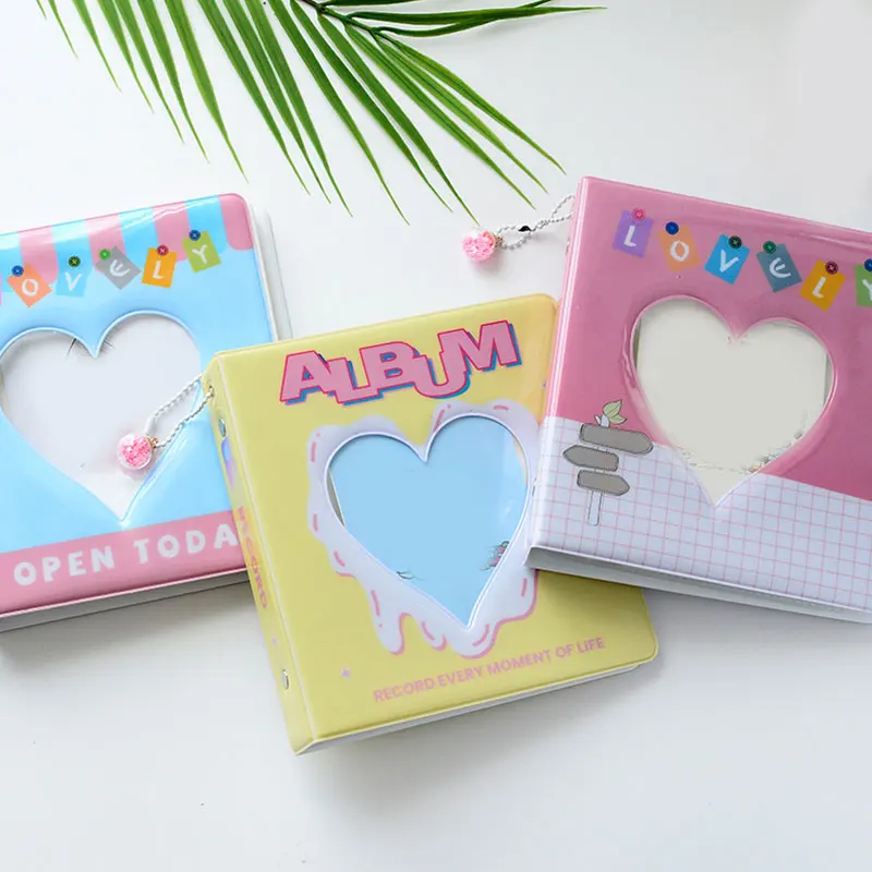 

4 Inch 100 Photos/6 Inch 50 Photos Photo Album Cartoon Hollow Heart Picture Storage Mini Scrapbooking Case for Kids Children