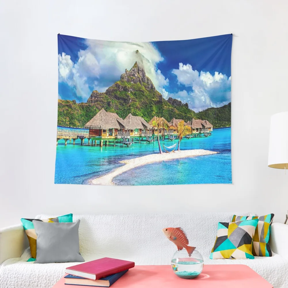 fwc 1314 пляжный гобелен Bora-Bora с облаками ковер на стену декоративный настенный для