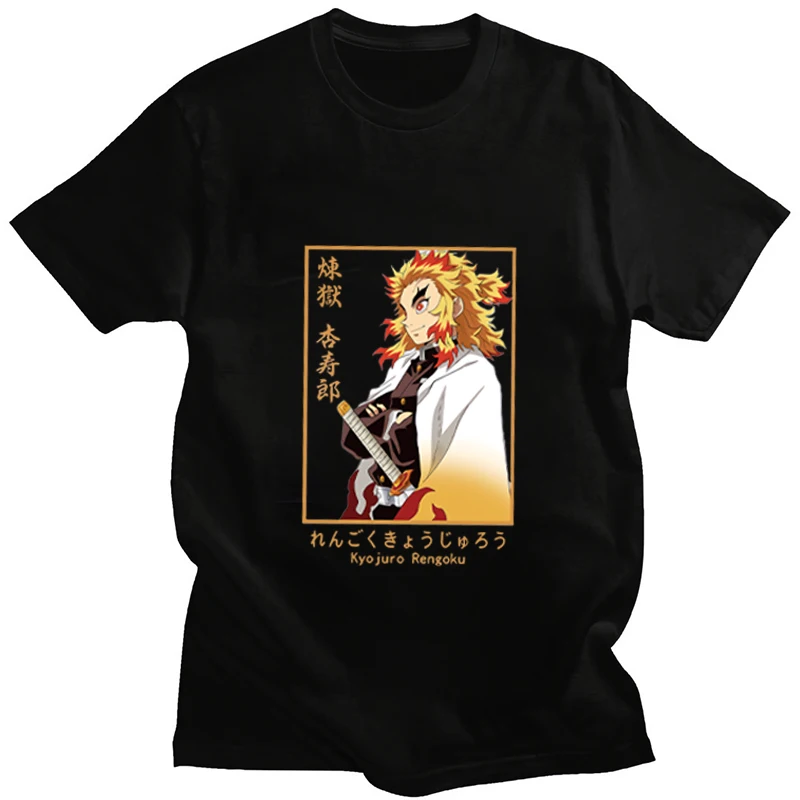 

Популярная мультяшная футболка с аниме, одежда для убийц демонов, уличная одежда, топы свободного кроя с принтом kyoпроргоку, Корейская летня...