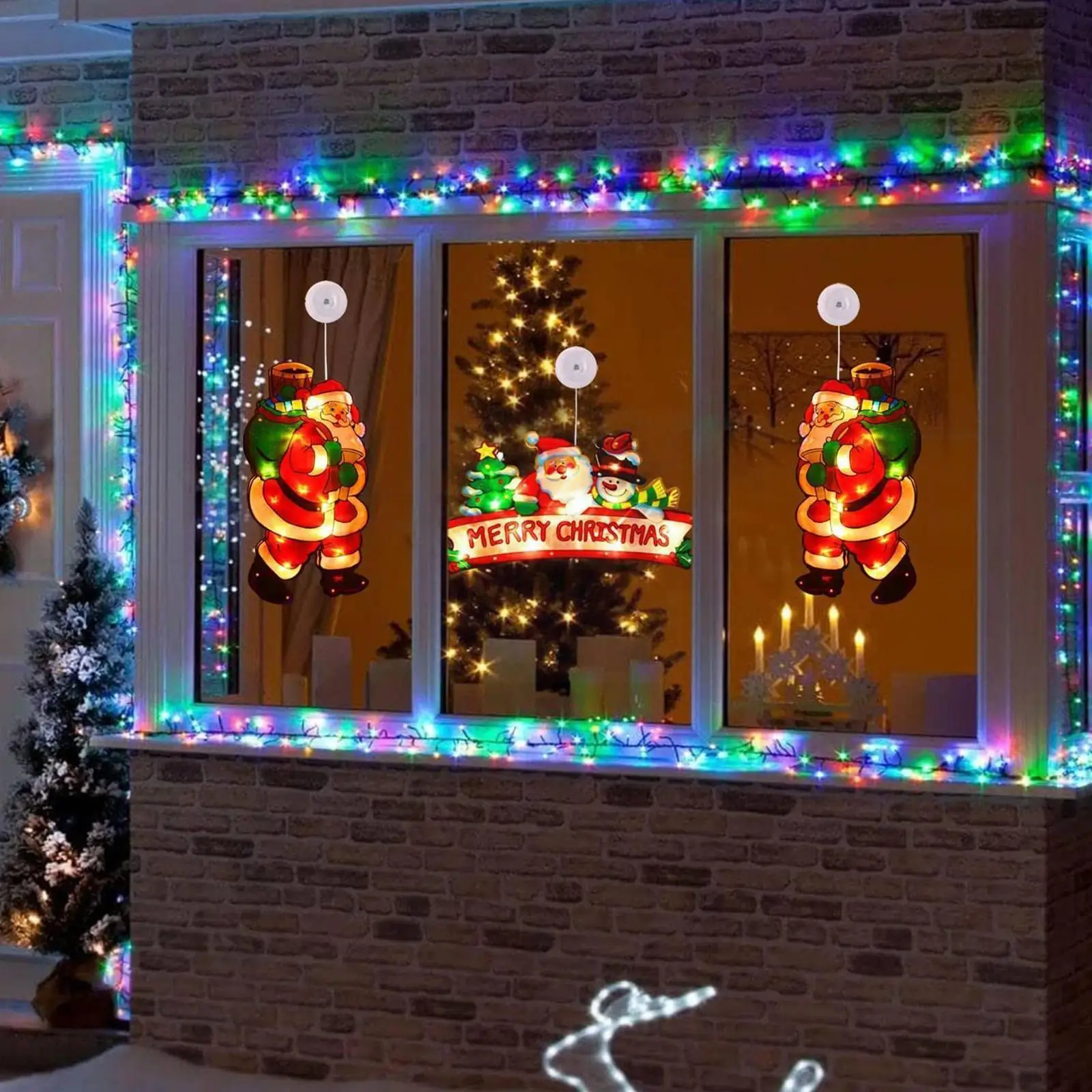 

Christmas Led Window Sucker Hanging Lights,auto Flashing Elk Claus Santa Xmas Snowman Cup Shape Suction Window Lights Decor O9l7