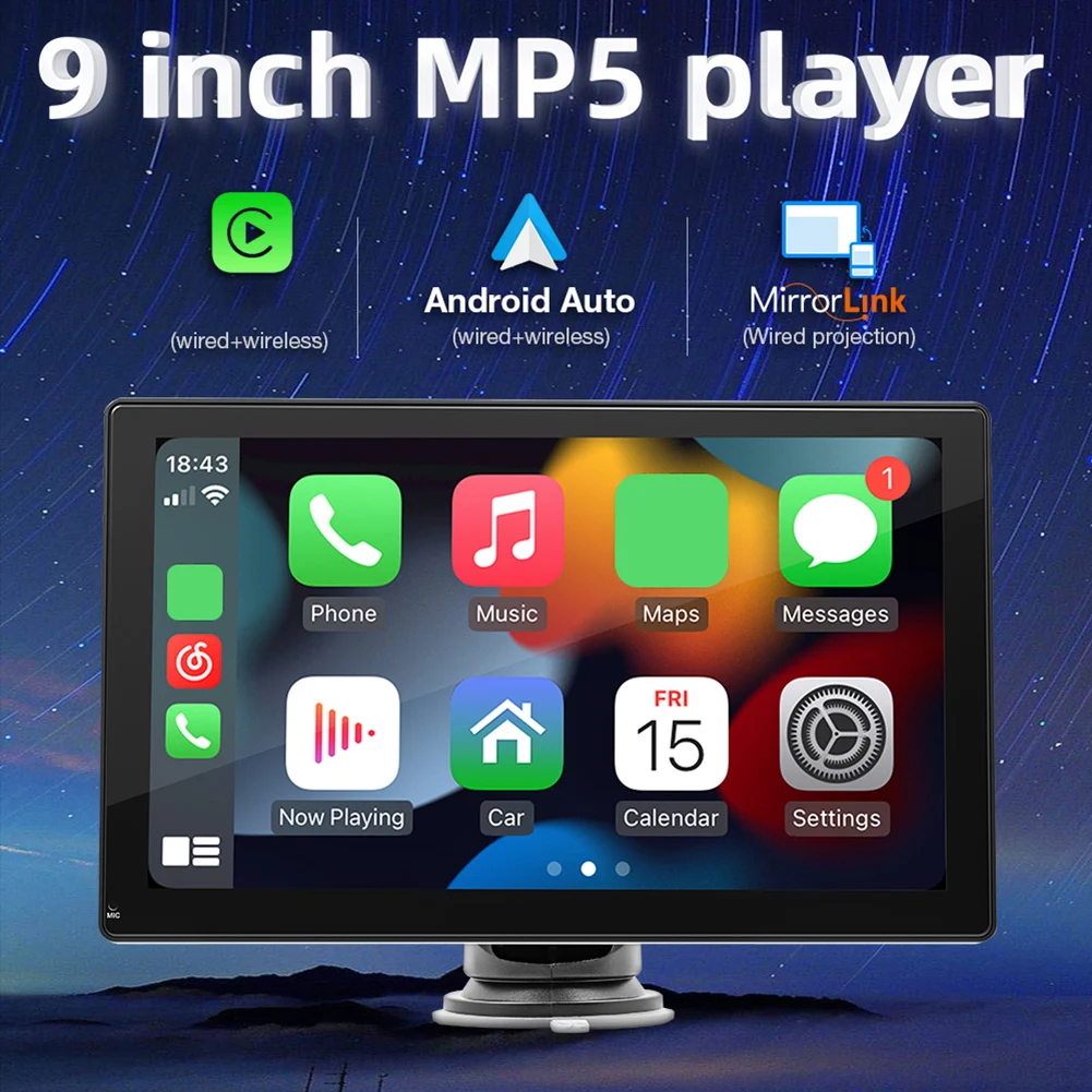 

9 Inch Car Stereo Radio Bluetooth-Compatible Carplay Android Auto Car MP5 Player Backup Camera Radio Receiver HD Touchscreen