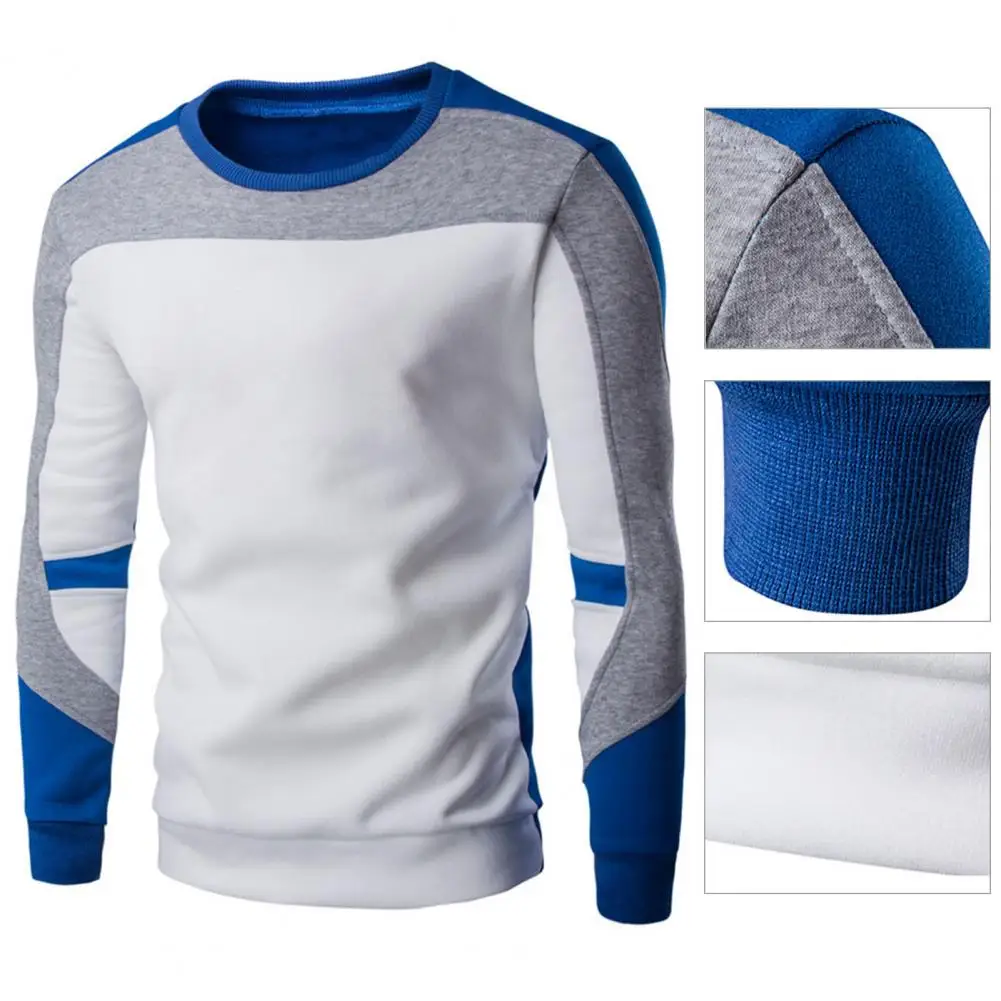 

Patchwork All Match Patchwork Pullover Men Sweatshirt for Daily Wear