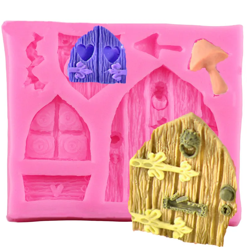 

3D Pink Door Window Shaped Silicone Mould Fondant Cake Chocolate Decoration Party Ornament Baking Mold Candy Bake Tools