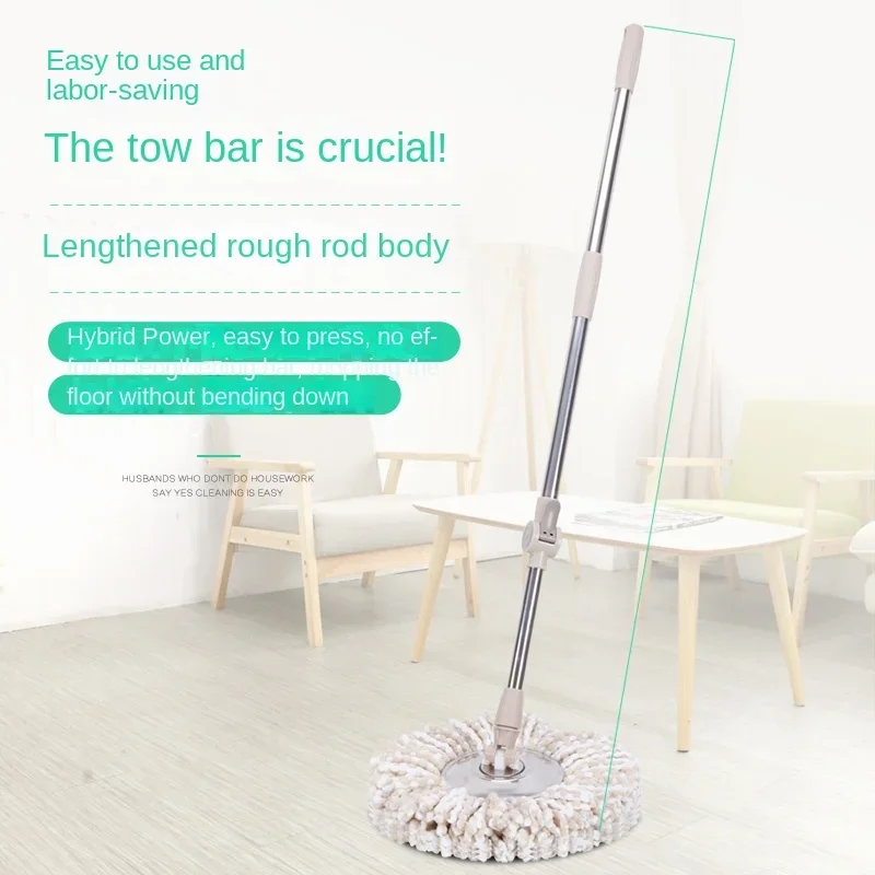 Фото Портативное ведро для швабры Spin Mop с двойным приводом, из нержавеющей стали, с ручным отжимом и вращающейся насадкой, набор для уборки пола WF6273 №2