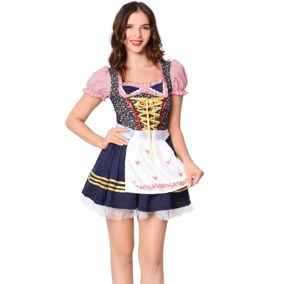 

Women Classic Oktoberfest Costumes Dirndl Bavarian Parade Tavern Bartender Waitress Outfit Cosplay Halloween Party Fancy Dress
