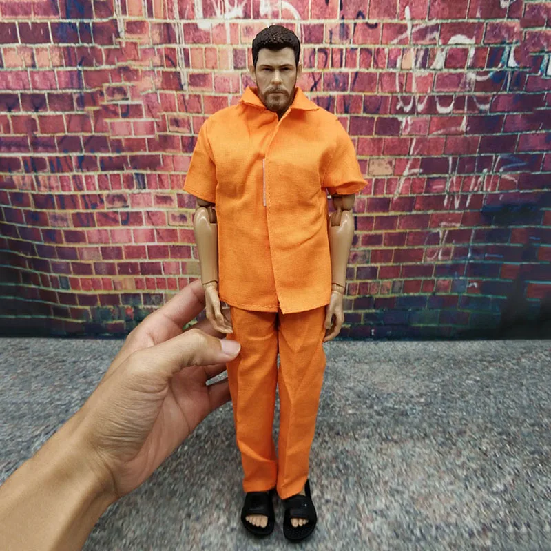 

1/6 Scale Orange Short-sleeved Clown Robber Prison Clothes Suit Coat Pants Uniform Set Fit 12inch Doll Action Figure Body