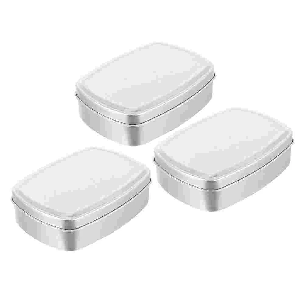 

Soap Storage Box Holder Metal Boxes Tins Aluminum Casebarcontainers Countertop Empty Bathroom Savers Tin Hinged Silver Lidded