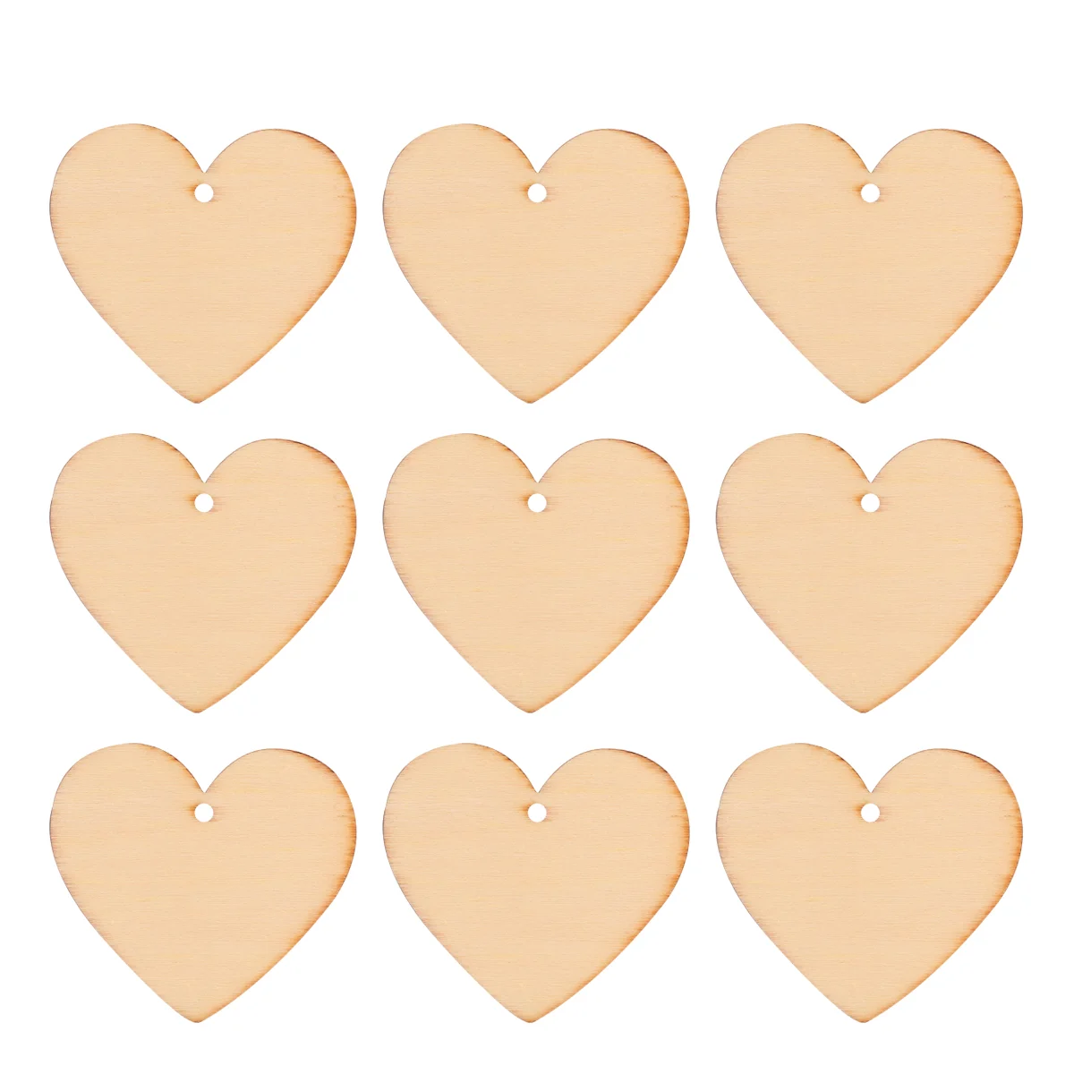 

100pcs Wood Heart Cutouts with Hole Blank Slices for Painting and DIY Crafts