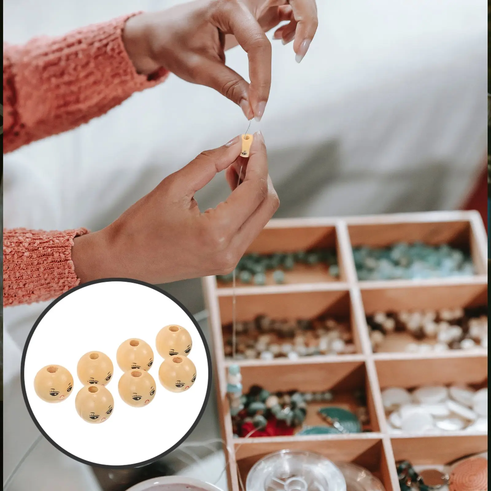 50 шт. 18 мм круглые деревянные бусины с улыбкой на лице свободные