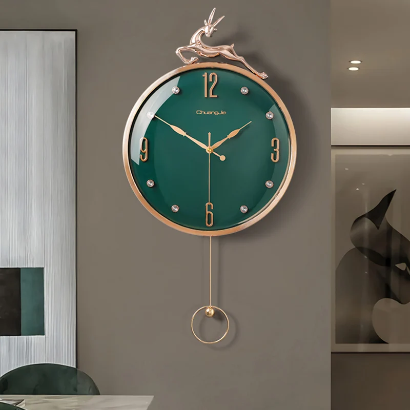 

Mural Digital Wall Clock Kitchen Metal Luxury Hanging Nordic Wall Clock Creative Silent Round Reloj Pared Wall Decoration HY50WC