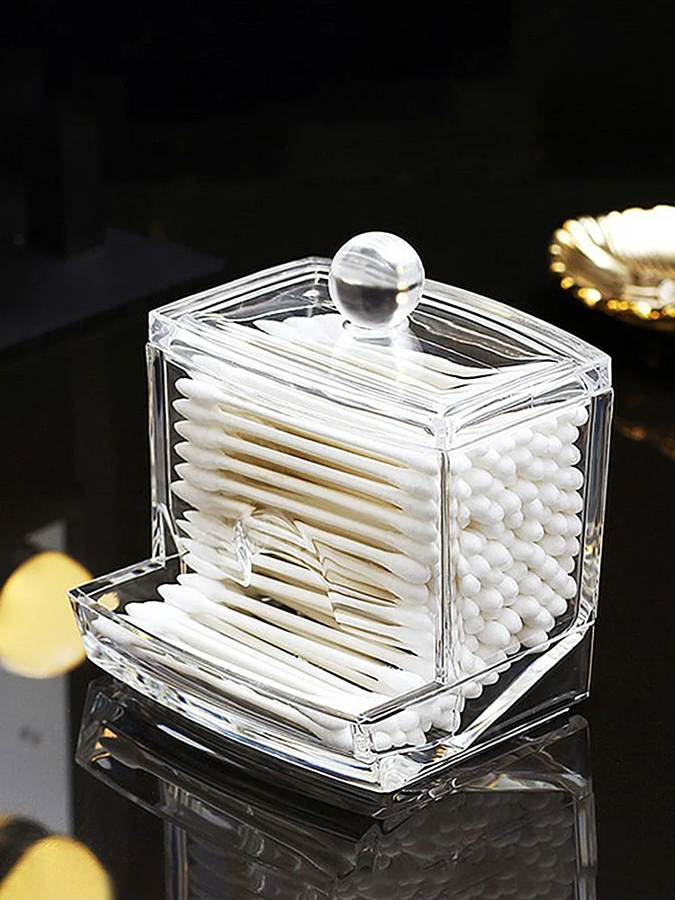 

Пластиковая шкатулка для ювелирных изделий, прозрачная акриловая коробка с держателем Q-tip, коробка с ватными палочками для хранения косметики, чехлов для макияжа