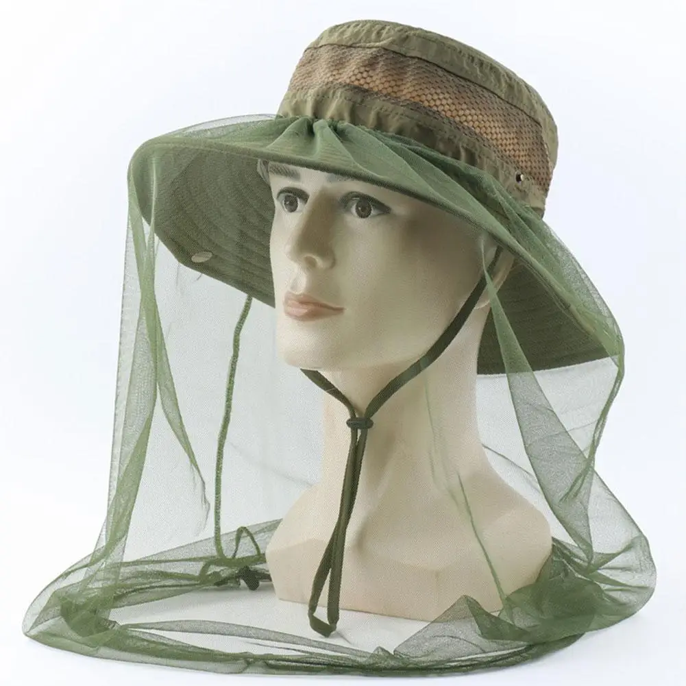 

Unisex Anti Mosquito Insect Bucket Hat Summer Fishing Sun Hat Outdoor Jungle Farm Breathable Mesh Full Face Protection Accessory