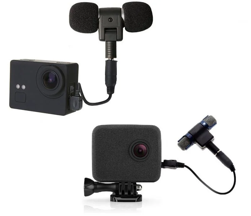 Фото Профессиональный мини-стереомикрофон + чехол со стандартной рамкой для Gopro Hero 4 3+ 3 USB-адаптер для микрофона 3,5 мм, аксессуары для шнура №4