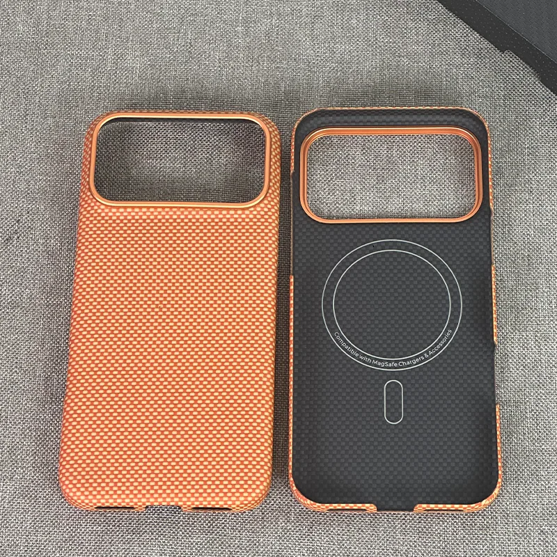 Фото Оригинальный чехол из арамидного волокна Dupont Kevlar для iPhone 17 Pro Max 17 Pro, магнитный, противоударный, люксовый, задняя крышка №1