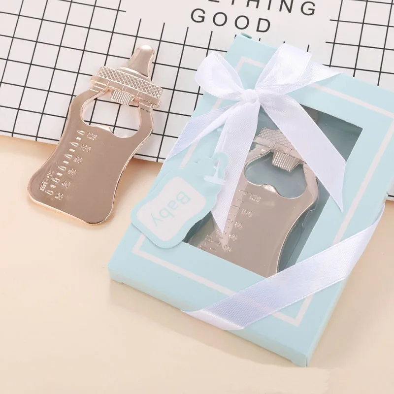 

Birthday Party Favors Gift Milk Bottle Opener Blue Pink Box Birthfay Party Gifts for Kids 50pcs
