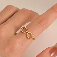 childlike mini glasses couple ring for women creative niche design open index finger ring fashion party jewelry accessories