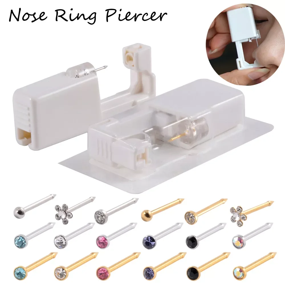 

Unit Gem Nose Studs Piercing Gun Piercer Disposable Safe Sterile Piercing Unit Tool Machine Kit Earring Stud Body Jewelry