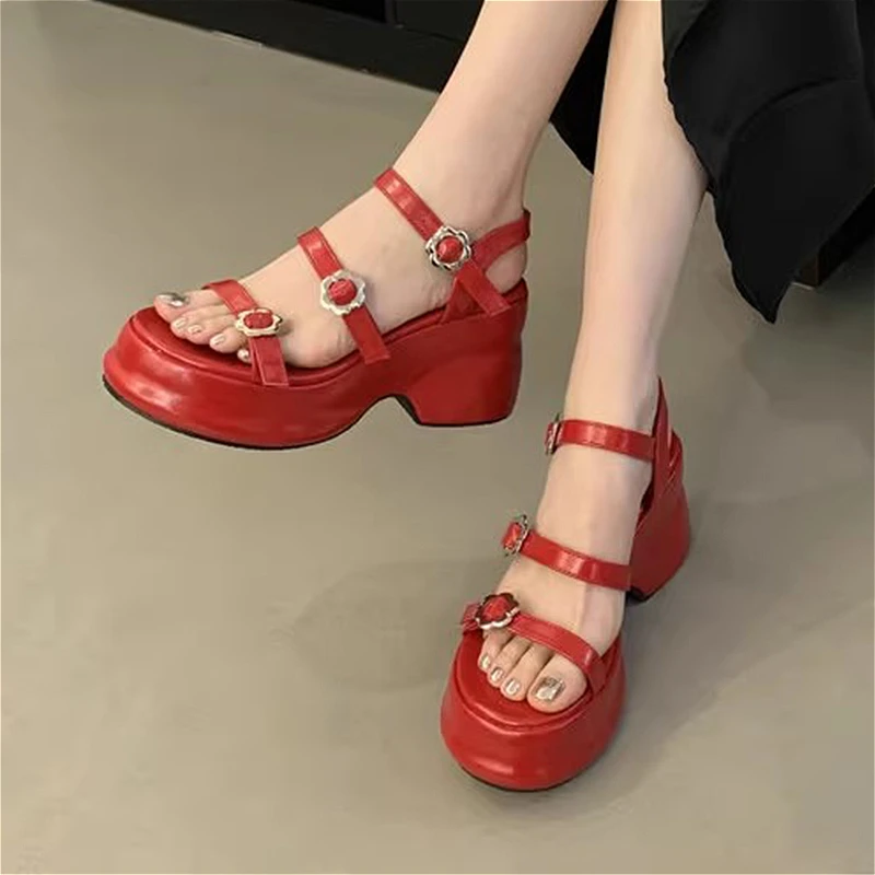 Женские босоножки на платформе и высоком каблуке туфли с открытым носком летние