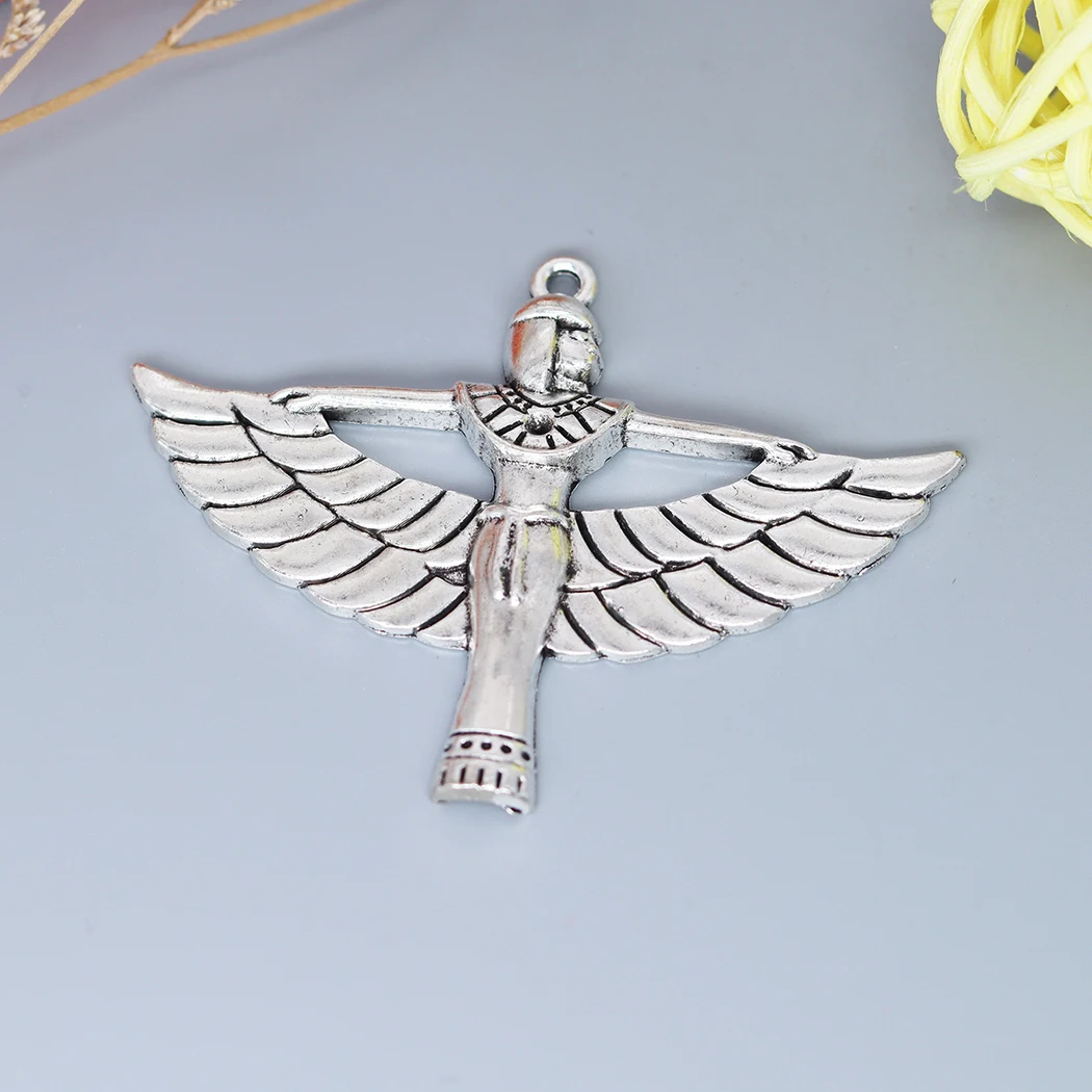 

5PCS Egypt Goodness Winged Woman Charms Antique Sliver Plated Antique Bronze Color Charm Pendant For Bracelet Jewelry Findings