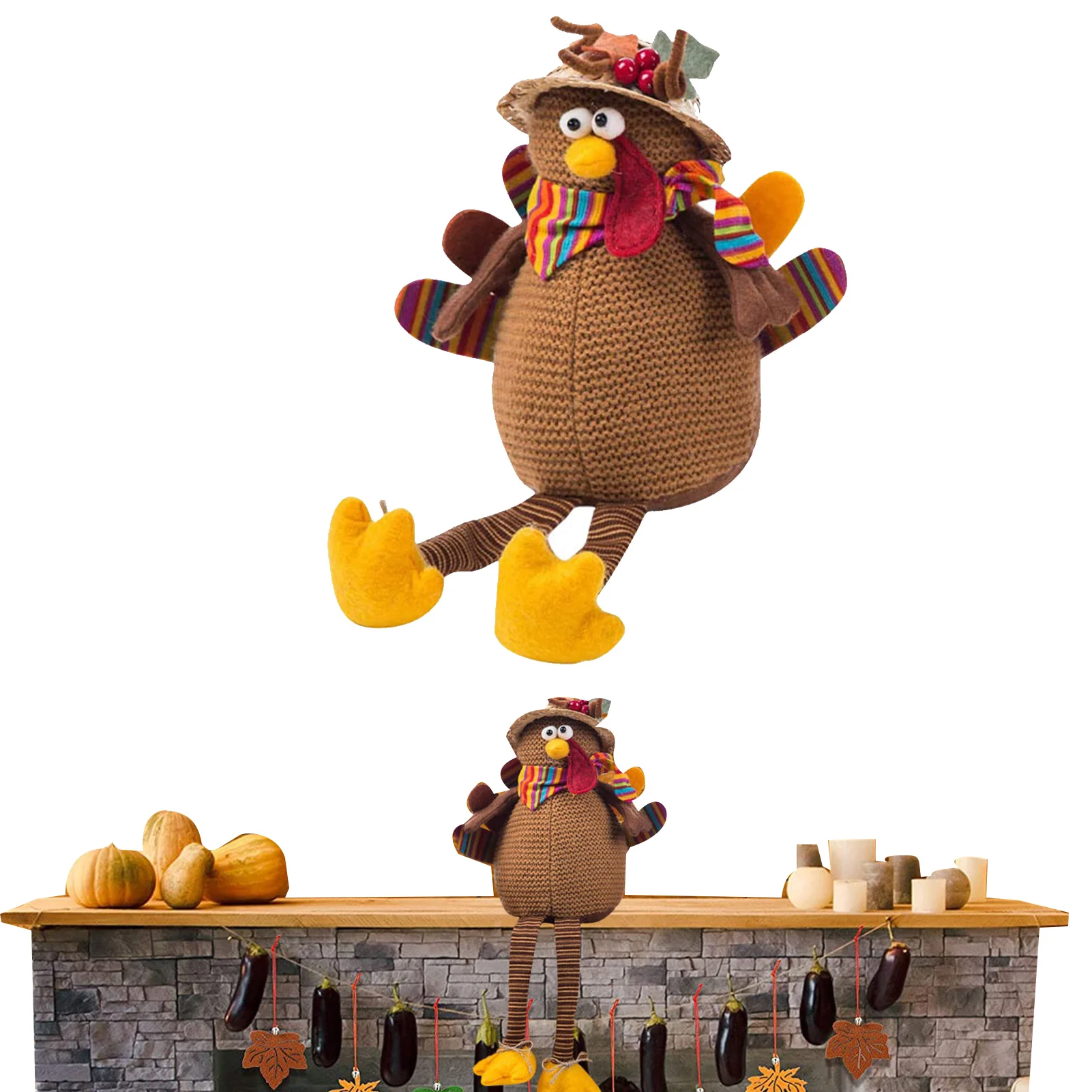 

Thanksgiving Decorations Stuffed Turkey Toy Tabletop Stuffed Turkey Doll Thanksgiving Home Decor Handmade Turkey Plush For Fall