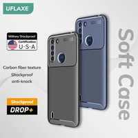 uflaxe original shockproof soft silicone case for motorola one fusion plus carbon fiber back cover casing