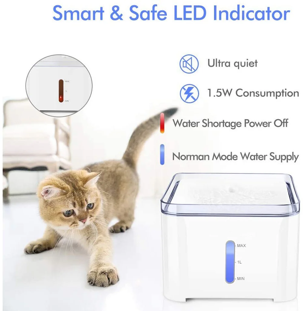 Поилка-фонтан для кошек Автоматическая светодиодный 2 л LED-подсветка | Дом и сад