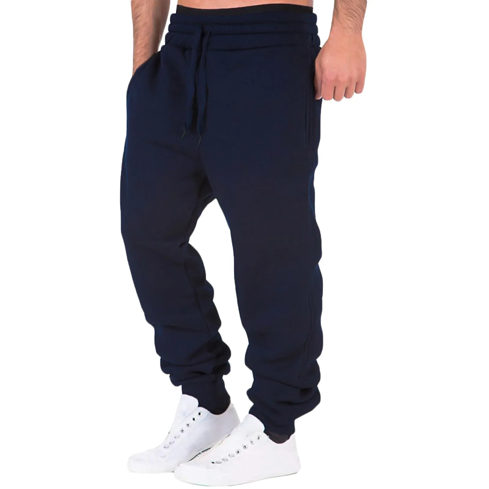 

Pocket Trousers Rope Solid Workout Trousers Fashion Trousers Loosening Waist Color Sports Sweatpants Track Bottom Men's Joggers