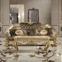 custom french furniture luxury solid wood carved sofa european villa living room leather three person sofa palace sofa