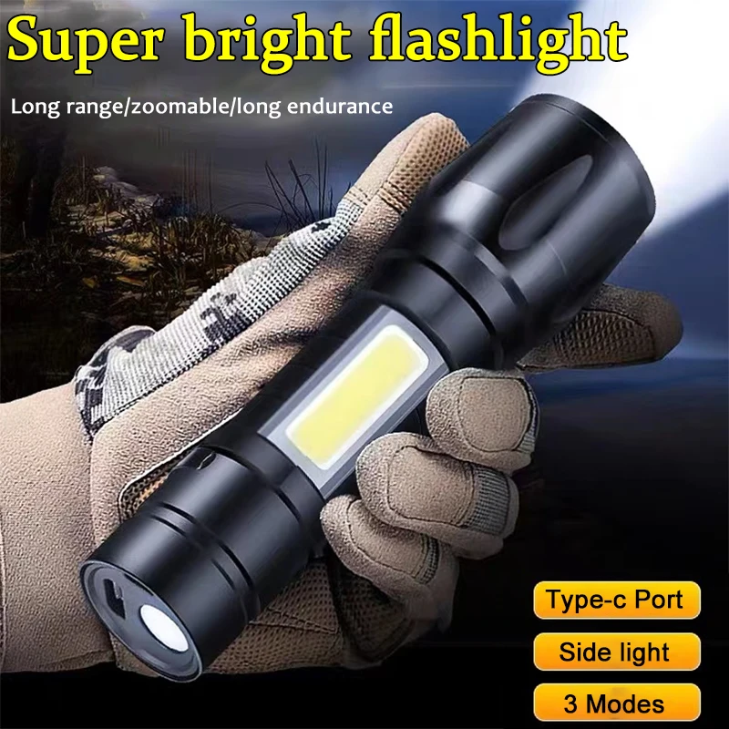 

Powerful Led Flashlights Usb Rechargeable Zoom Flashlight Built In Battery XP-G Q5 Flash Light 3 Modes Led Light Long Range