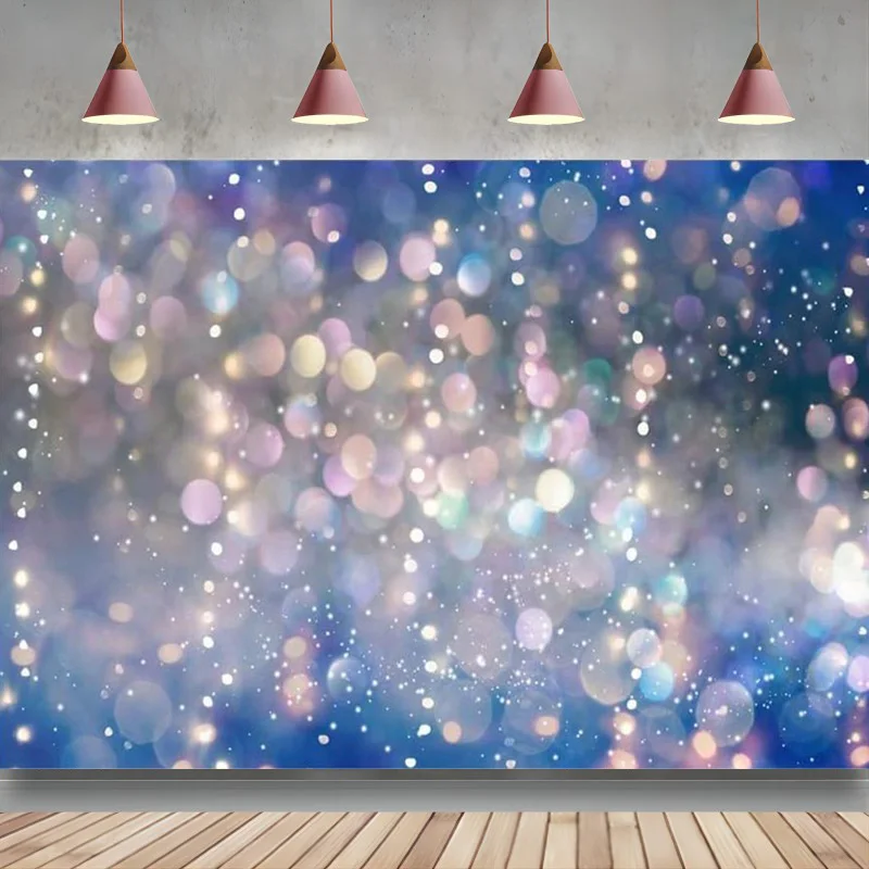 

Purple and Blue Bokeh Backdrop Dream Light Colorful Spots Photography Background Starry Sky Birthday Baby Party Decoration Props