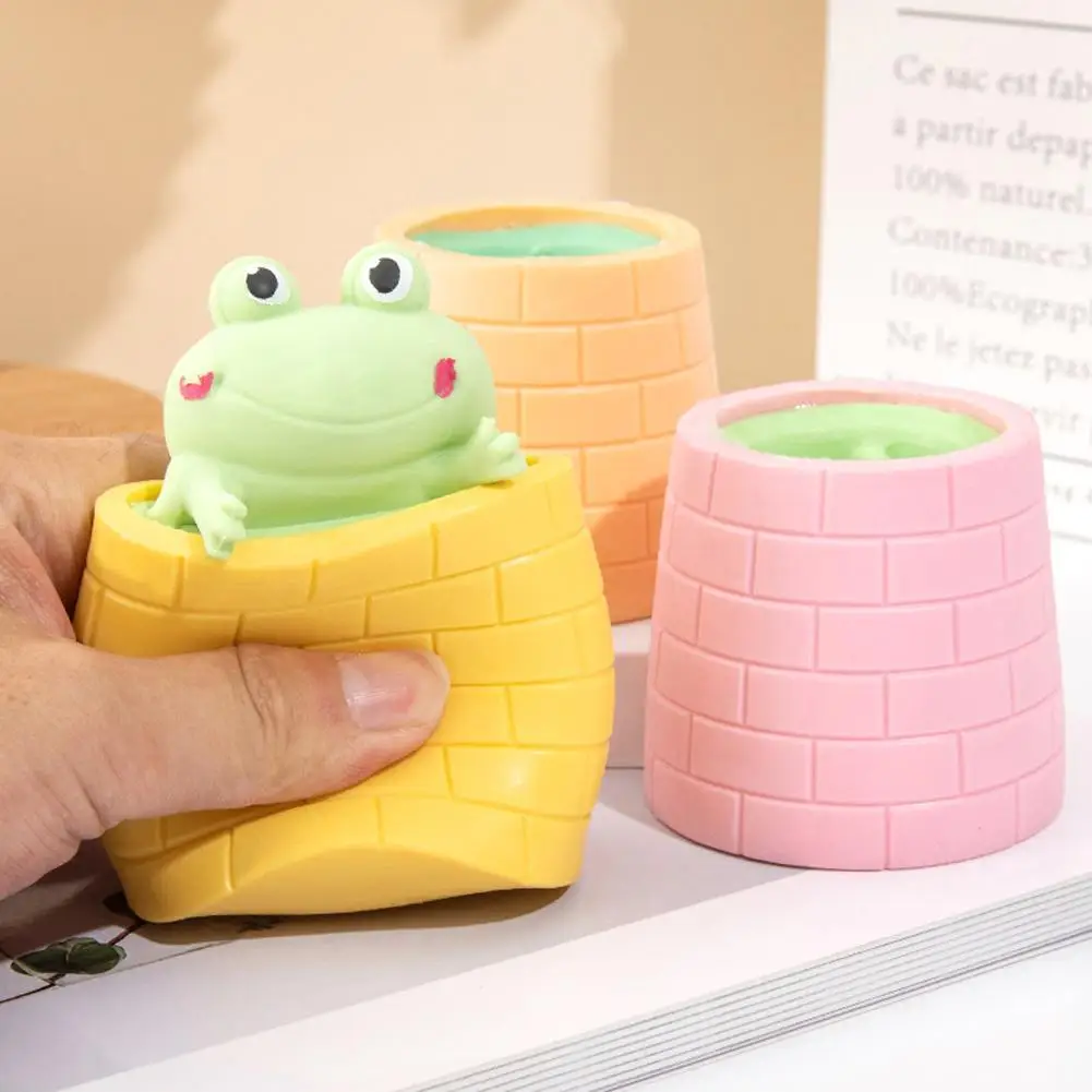 

Funny Squeeze Frog Toys Tree Stump Animal Frog Cup Decompression Telescopic Head Spoof Toy Stress Reilef Finger Toy For Children
