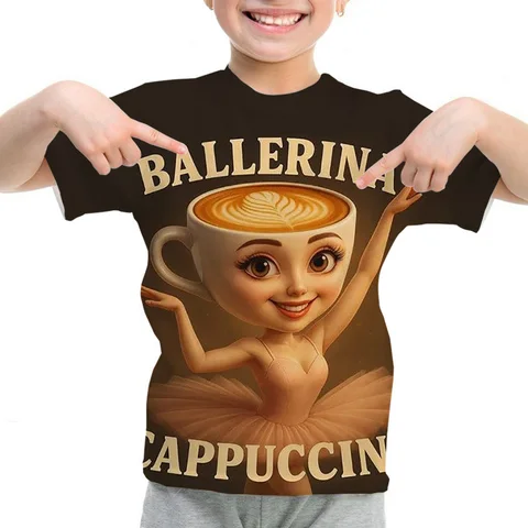 Детская футболка с итальянским мозгом, летние детские забавные топы с короткими рукавами с героями мультфильмов, модные футболки в стиле аниме, повседневная одежда для мальчиков и девочек, подарок