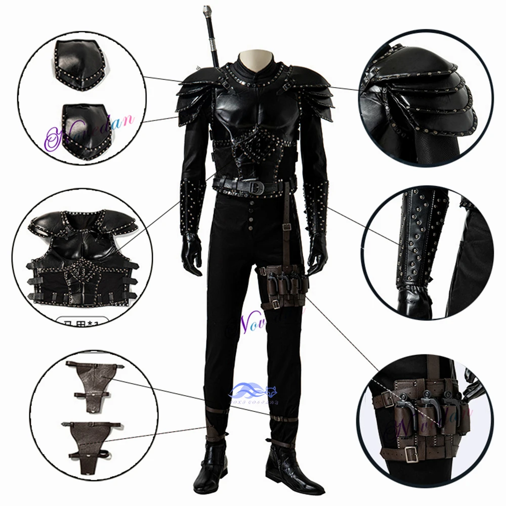 The Witchers Wild Hunt Geralt Cosplay Costume Deluxe Leather Viking Knight Armor Warrior Battle Suit Men Halloween Party Outfit