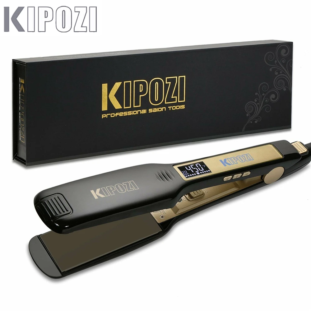 Hair Straightener With Digital Lcd Display Dual Voltage Instant Heating Curling Iron