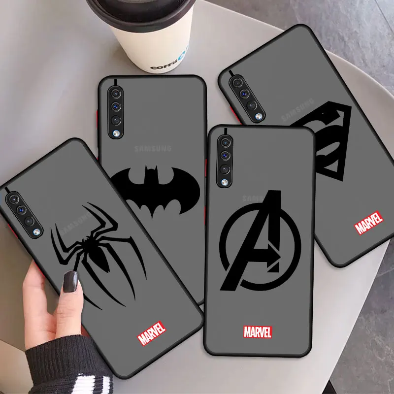 

Армированные Чехлы Marvel Человек-паук Железный человек логотип Роскошный чехол для Samsung Galaxy A50 A02 A70 A20e A02s A40 A01 A10 A20s A30