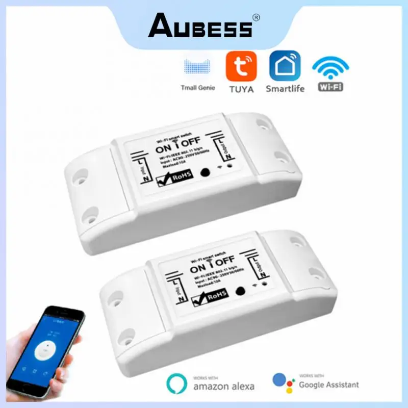 

Aubess 16A WiFi Smart Light Switch Universal Breaker Timer Smart Life APP Wireless Remote Control Works With Alexa Google Home