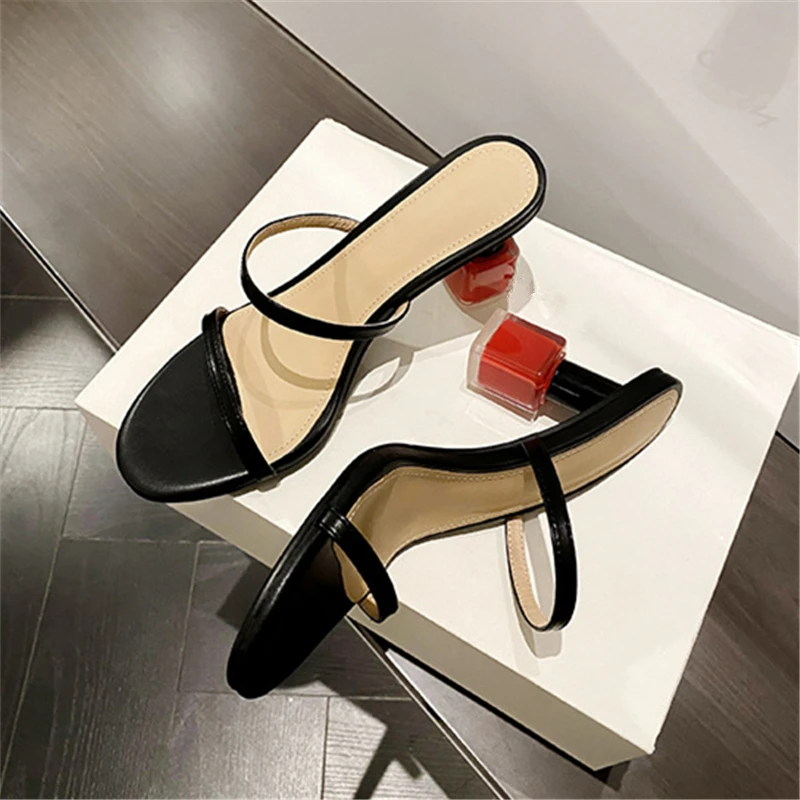 Designer Women Slippers Nail Polish Strange High Heels Straps Ladies Outside Slides Prom Pumnps Dress Shoes Gladiator Sandals