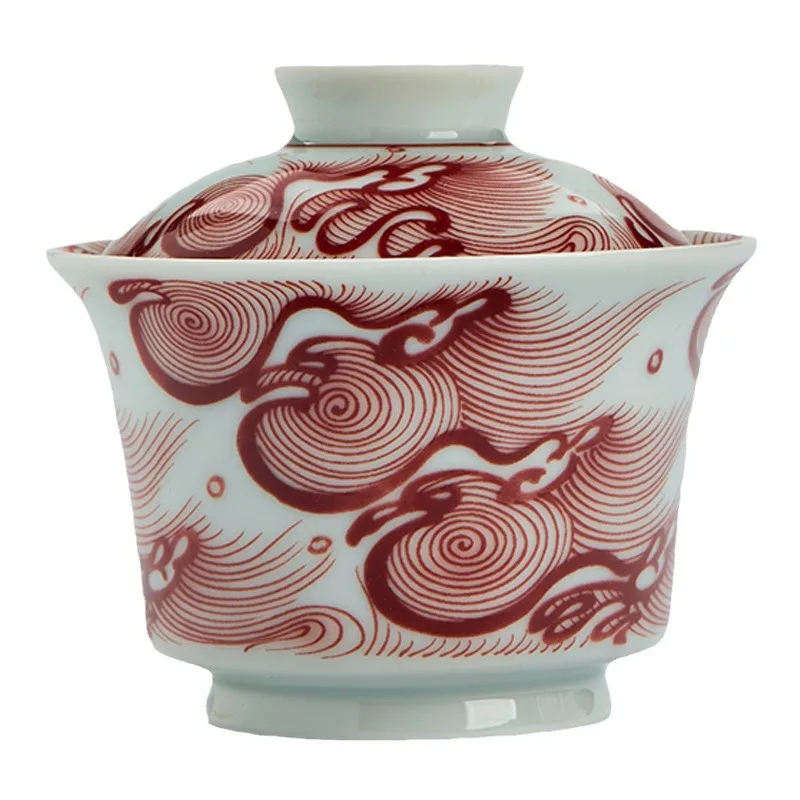 Высококачественная глазурованная красная чашка для чая HAILANG Grain Gaiwan одиночная