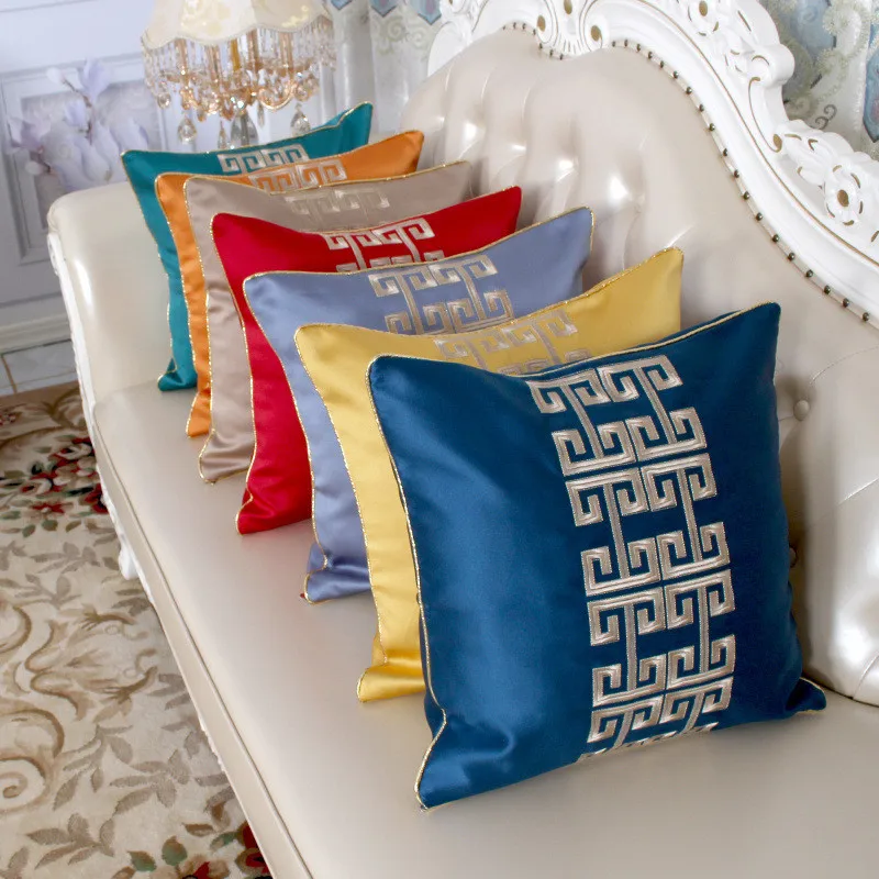 

45x45cm Classic Geometry Jacquard Embroidered Cushion Cover Home Living Room Bedroom Sofa Pillow Case