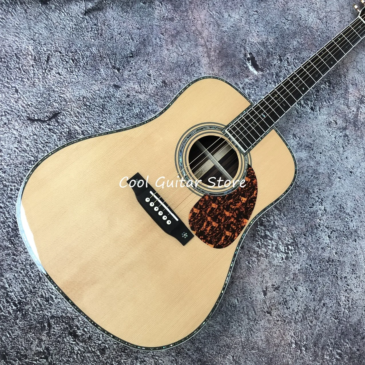

Nature Wood Color Solid Spruce Top Custom Acoustic Guitar,Ebony Bridge,Abalone Inlay,42 Style,6 Strings,Free Shipping