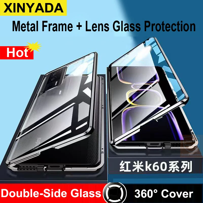 

For Xiaomi Poco F5 Pro Case Tempered Glass Cover Case For Xiaomi Redmi K60 Pro 360 Full Body Flip Metal Bumper