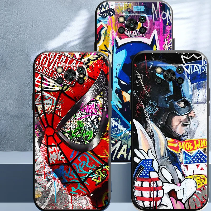 

Marvel Spiderman Graffiti For Xiaomi Poco M3 X3 Pro NFC X3 F3 GT Phone Case Full Protection Coque Cover TPU Shockproof Soft