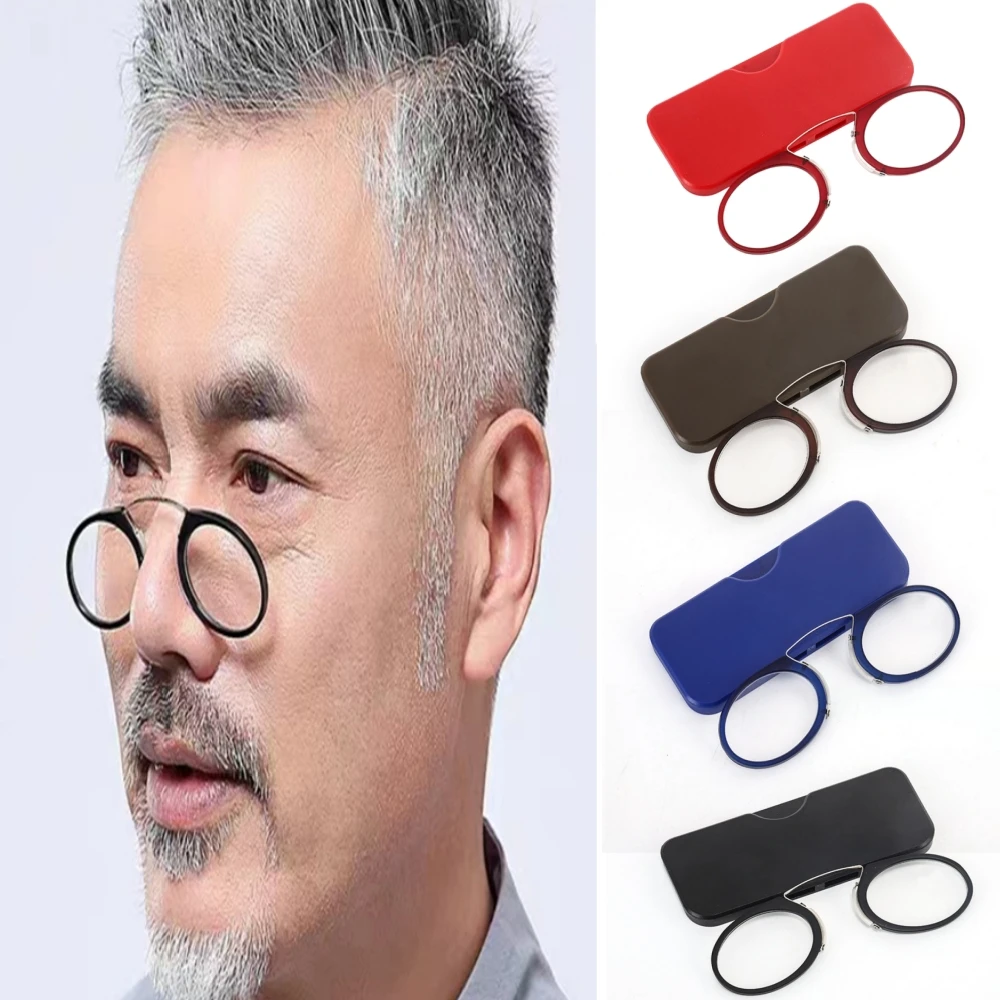 

Stick On Phone MINI Clip Nose Bridge Reading Glasses 1.0 To 3.5 Portable Presbyopic Glasses With Case
