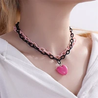 rose heart pendant choker layered black pink chain necklace for women unique jewelry gifts 2022 new styles wholesale low moq