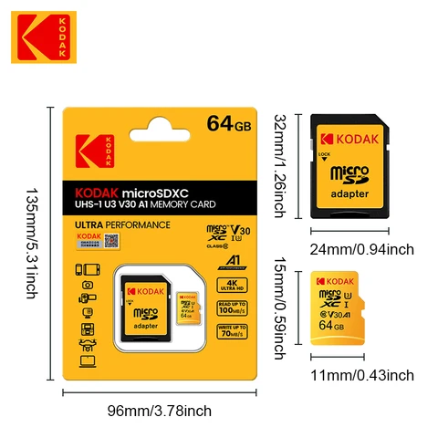 Kodak microSD карта памяти Class 10 32/64/128/256 Гб
