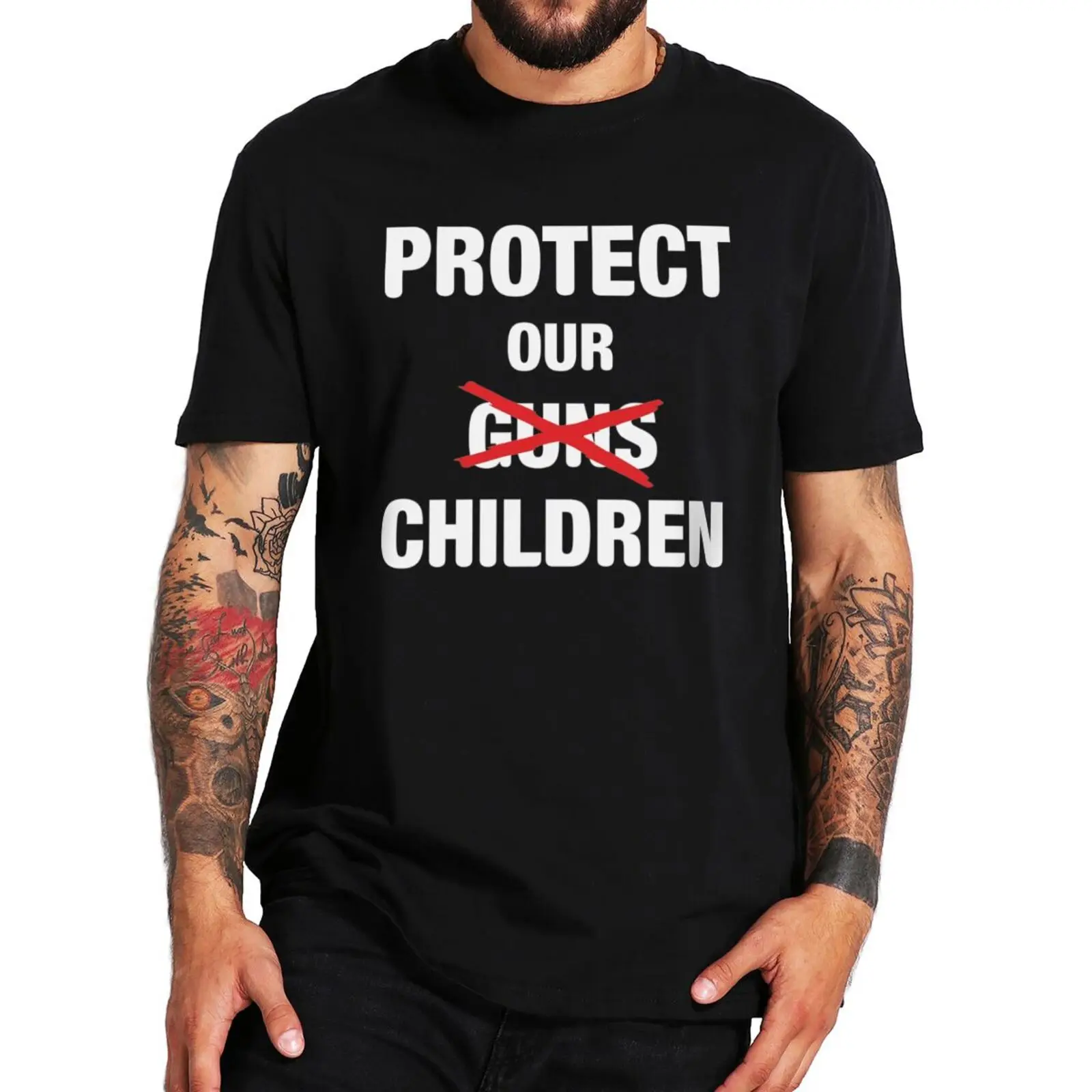 Protect Our Children Not Guns T Shirt Gun Reform Anti Gun Violence Memes Pray For Kids Tee Summer 100% Cotton Casual T-shirt