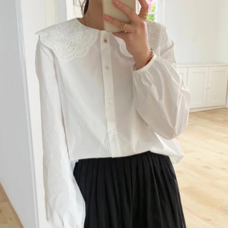 Корейская шикарная Весенняя рубашка французская Милая Кружевная с кукольным